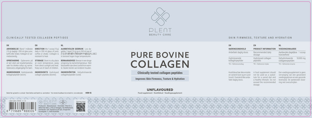 Pure Bovine Collagen – Rundercollageen Peptiden – 400 g