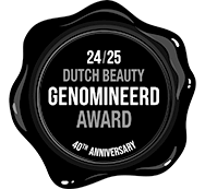 Dutch Beauty Genomineerd Award logo for 2024/25 celebrating its 40th anniversary.