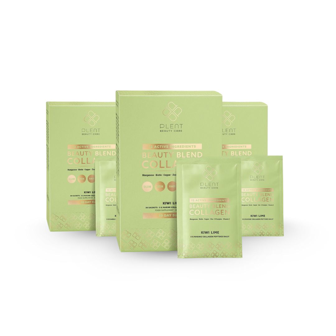 2+1 bundel | Plent Beauty Blend Collagen Kiwi Lime 30 dagen voorraaddoos - 30 zakjes