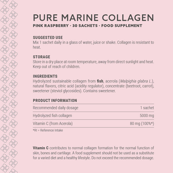 Pure Marine Collagen Pink Raspberry | 30 sachets = 30 dagen